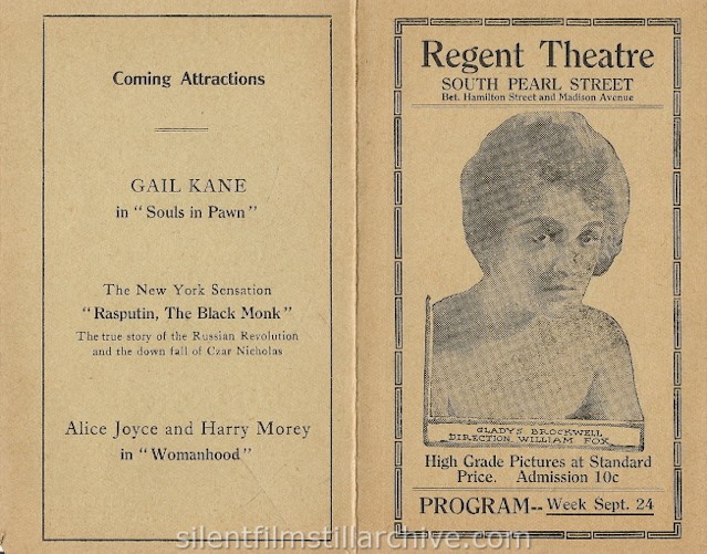 Albany Regent Theatre program, September 1917