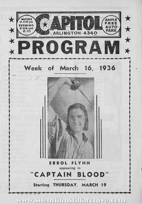 Arlington Capitol Theater program from March 16, 1936