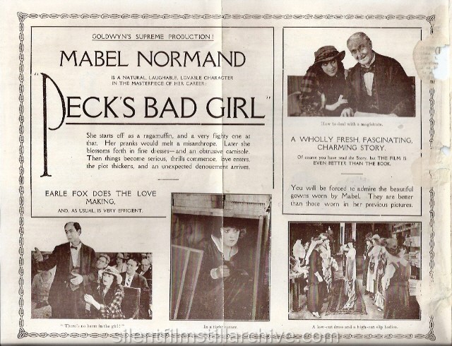 Strand Theatre program, Auckland, New Zealand, featuring Mabel Normand in PECKS BAD GIRL (1918).