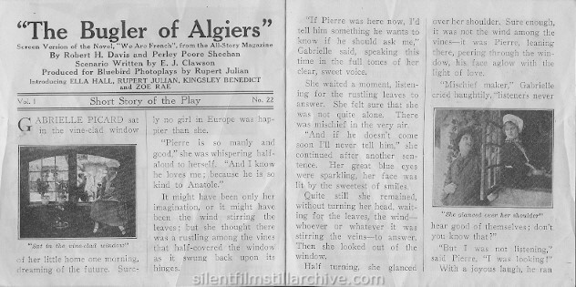 THE BUGLER OF ALGIERS (1916) movie herald