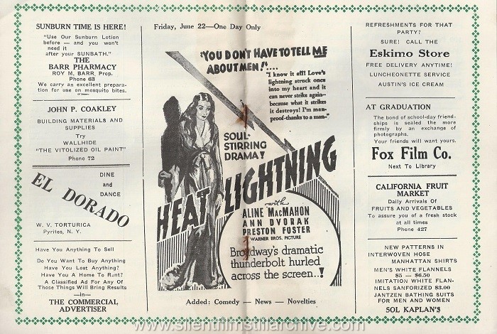 American Theatre program, June 17, 1934, Canton, New York