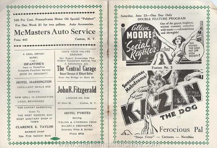 American Theatre program, June 17, 1934, Canton, New York