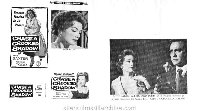 Ad slicks for CHASE A CROOKED SHADOW (1958)