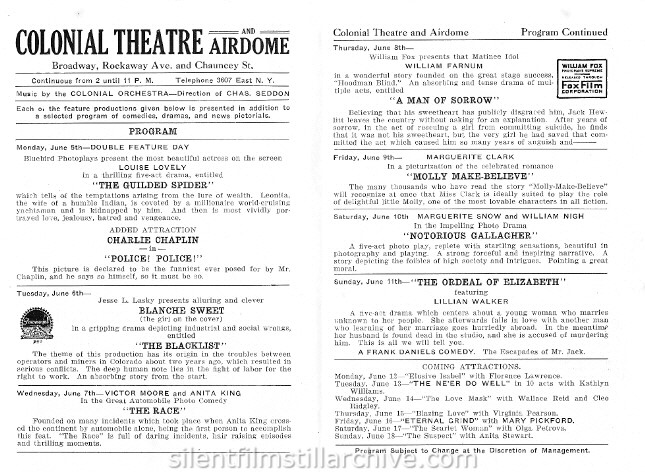 Brooklyn, NY Colonial Theatre and Airdome program