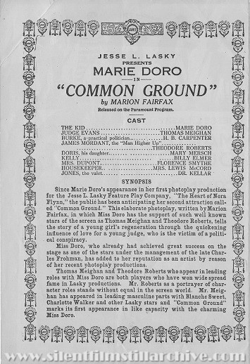 Herald for COMMON GROUND (1916) with Marie Doro