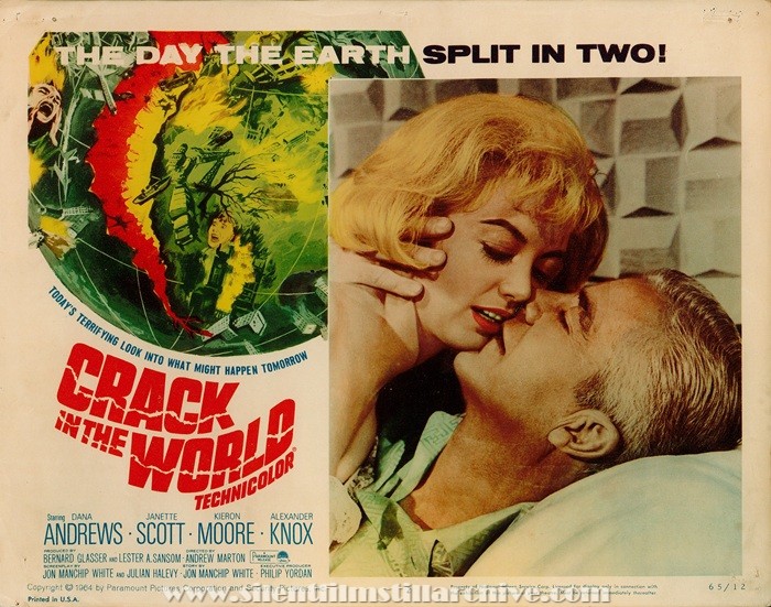 Lobby card for CRACK IN THE WORLD (1965) with Janette Scott and Dana Andrews