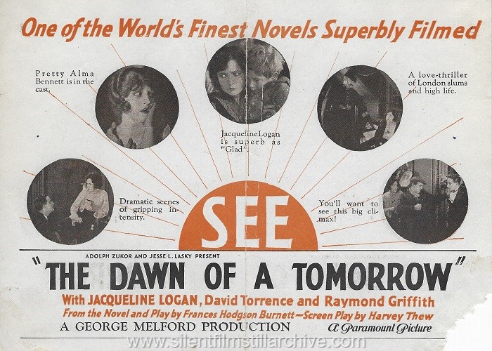 Herald for THE DAWN OF A TOMORROW (1924) with Jacqueline Logan and Raymond Griffith