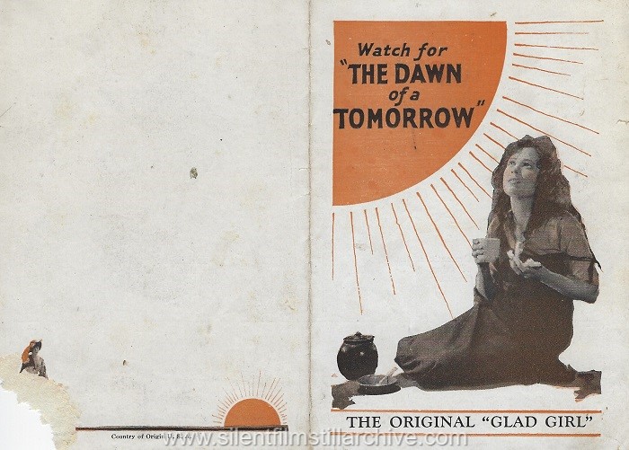Herald for THE DAWN OF A TOMORROW (1924) with Jacqueline Logan