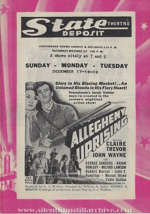 State Theatre program, Deposit, New York, December 17, 1939
