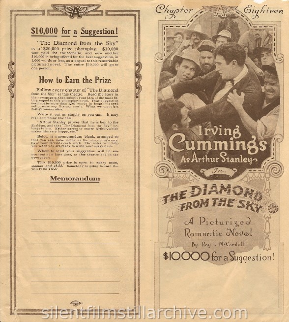 THE DIAMOND FROM THE SKY (1915) herald with Irving Cummings