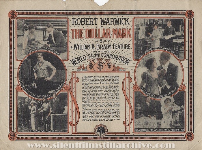 Herald for THE DOLLAR MARK (1914) with Robert Warwick and Barbara Tennant