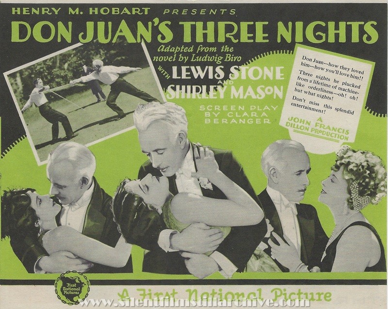 Herald for DON JUAN'S THREE NIGHTS (1926) with Lewis Stone and Shirley Mason