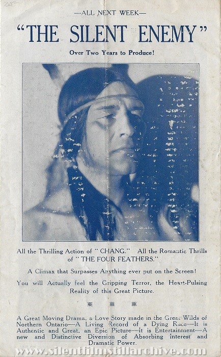 Capitol Theatre, Dublin, Ireland program featuring THE SILENT ENEMY (1930) with George Bancroft and Jesse Royce Landis