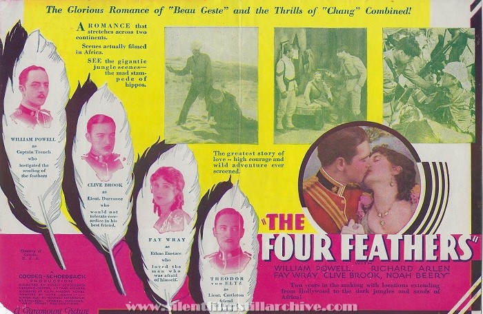 Herald for THE FOUR FEATHERS (1929) with Harold Arlen and Fay Wray
