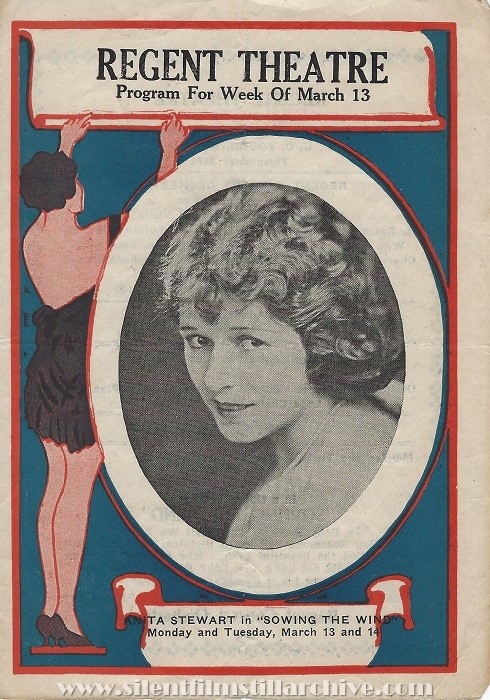 Geneva, New York, Regent Theatre program for March 13, 1922