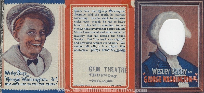 Herald for GEORGE WASHINGTON, JR. (1924) with Wesley Barry
