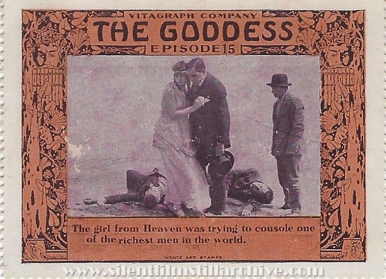 Collector stamp for THE GODDESS (1915) serial with Anita Stewart