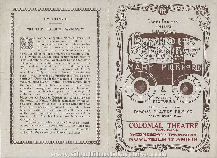 Herald for IN THE BISHOP'S CARRIAGE (1913) with Mary Pickford