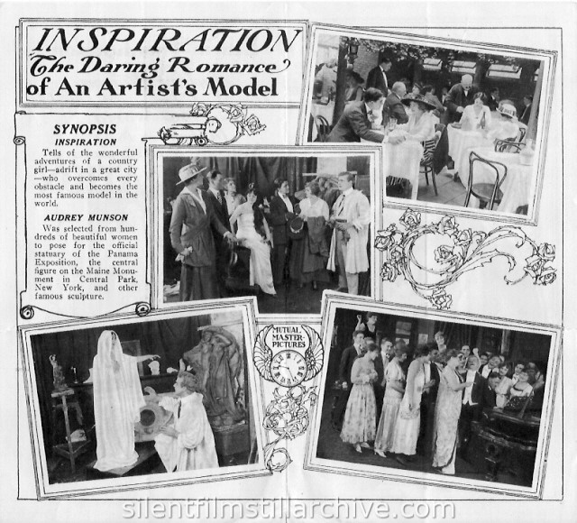 Advertising herald for INSPIRATION (1915) with Audrey Munson