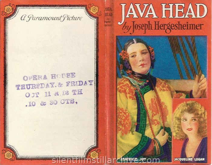 JAVA HEAD (1923) herald with Leatrice Joy and Jacqueline Logan
