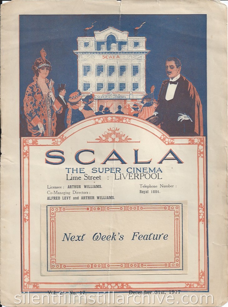 Scala Super Cinema program, Liverpool, England, December 31, 1917