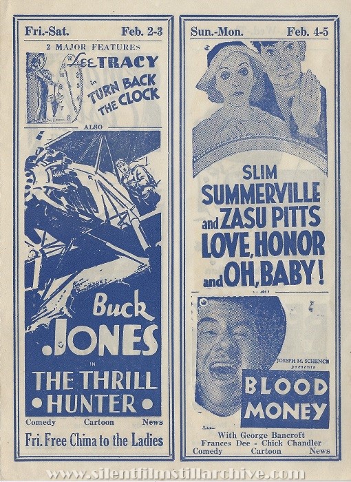 Los Angeles Kinema Theatre program from January 28, 1934