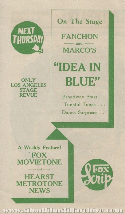 Los Angeles, California Loew's State Theatre program for June 26th, 1930