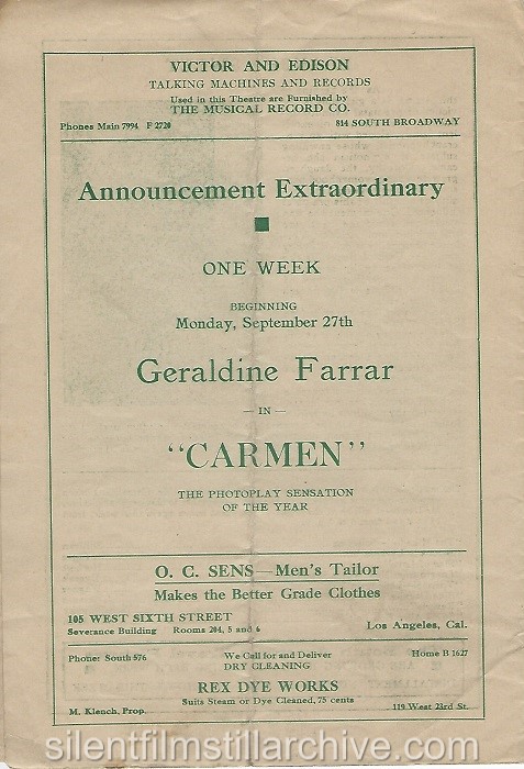 Tally's Broadway Theatre program, September 20, 1915