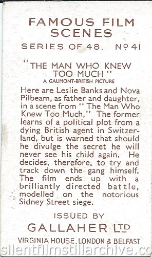 THE MAN WHO KNEW TOO MUCH (1934) Gallaher Ltd. Famous Film Scene card