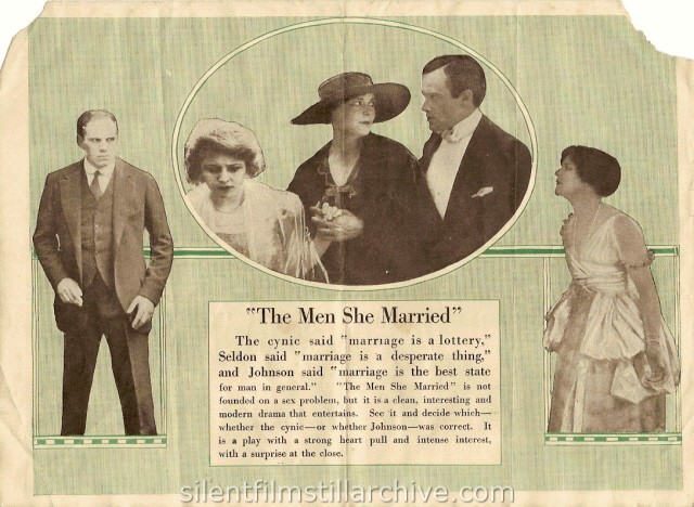 Movie herald of Gail Kane, Arthur Ashley, Montagu Love and Muriel Ostriche inTHE MEN SHE MARRIED (1916)