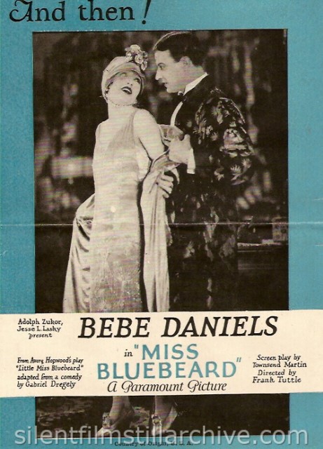 Bebe Daniels and Robert Frazer in MISS BLUEBEARD (1925)  movie herald