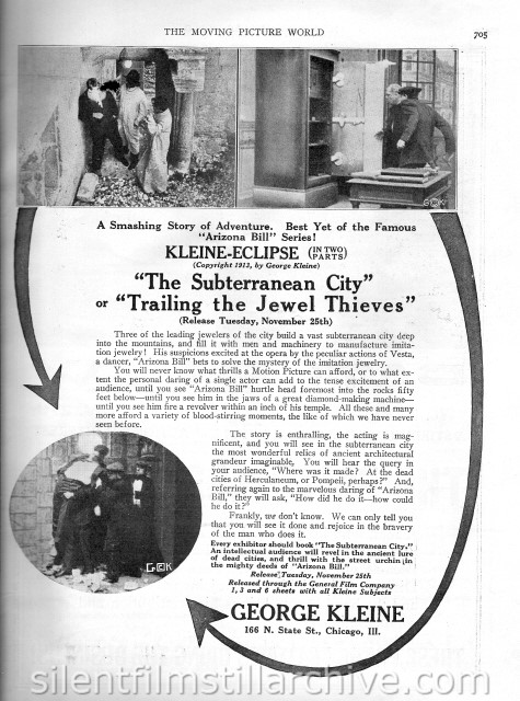 Moving Picture World advertisement of THE SUBTERRANEAN CITY (1913)