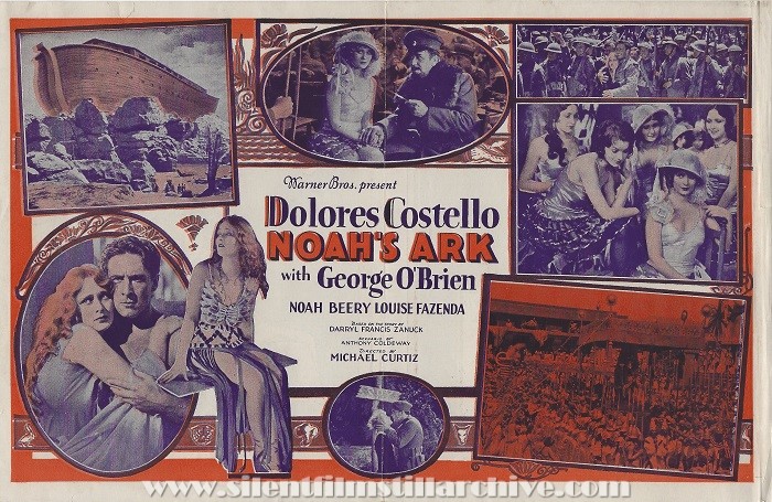 Herald for NOAH'S ARK (1929) with George O'Brien, Dolores Costello, and Myrna Loy, screening at the Rialto Theatre in New York City