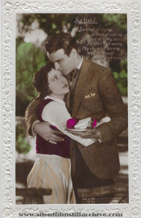 Talkie Song Series postcard for OUR DANCING DAUGHTERS (1928) with Dorothy Sebastian and Nils Asther