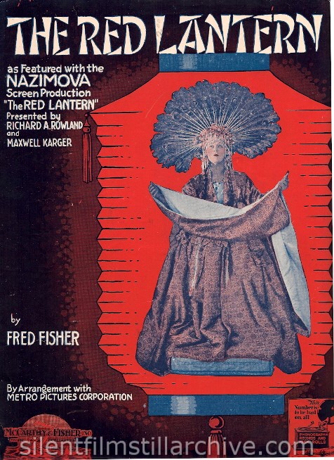 Nazimova THE RED LANTERN (1919) sheet music