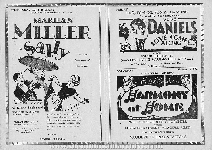 Fox Theatre program, April 21, 1930, Riverside, New Jersey