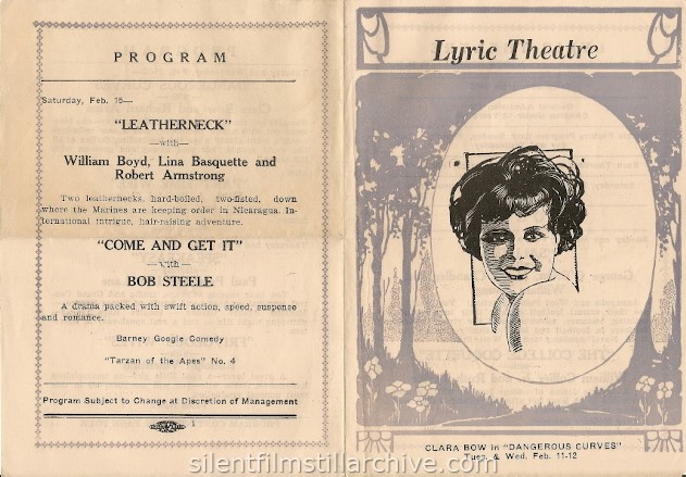 Rochester, New York Lyric Theatre program, February 9, 1930
