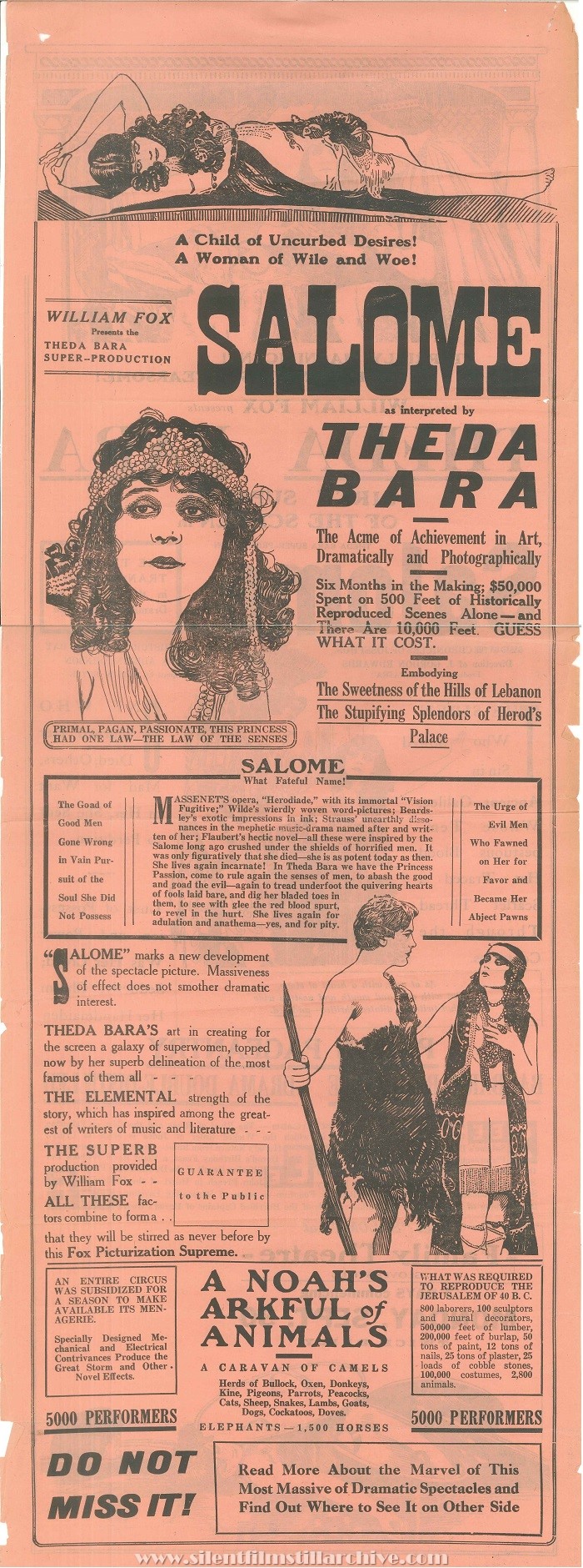 Large herald/broadside for SALOME (1918) starring Theda Bara