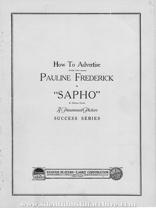 SAPHO (1917) pressbook
