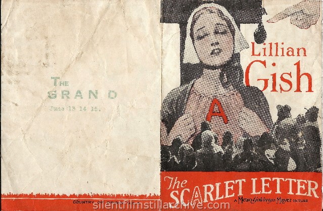 Herald for THE SCARLET LETTER (1926) with Lillian Gish.