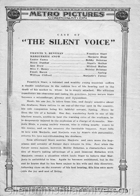 THE SILENT VOICE (1915) movie herald