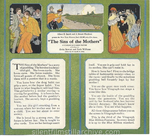 Advertising herald for SINS OF THE MOTHERS (1914) with Anita Stewart and Earle Williams.