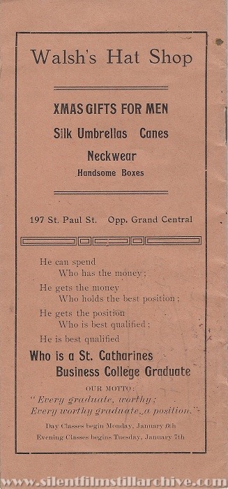 The Grand theater program, St. Catherines, Ontario, Canada, December 1912