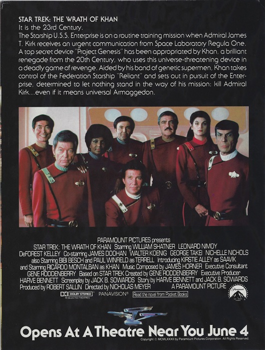 Advertising flyer for STAR TREK II: THE WRATH OF KAHN (1982)