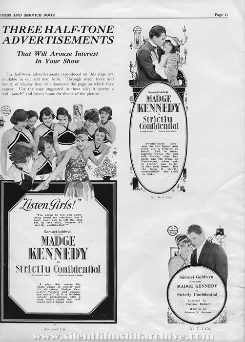 Pressbook for STRICTLY CONFIDENTIAL (1919) with Madge Kennedy