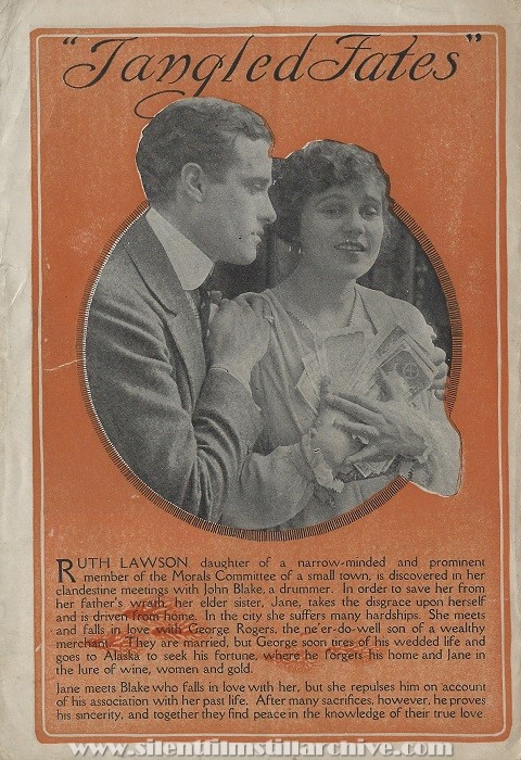 Herald for TANGLED FATES (1916) with Arthur Ashley and Alice Brady