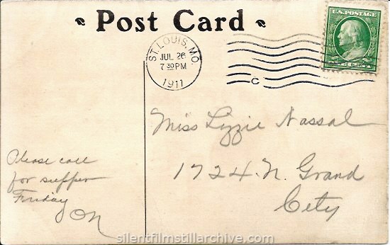 AN UNWILLING COWBOY (1911) postcard reverse