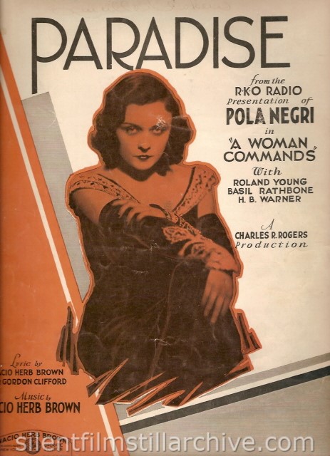 PARADISE (1931) Sheet Music with Pola Negri