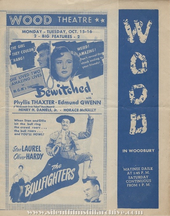Wood Theatre program, Woodbury, New Jersey, October 15, 1945