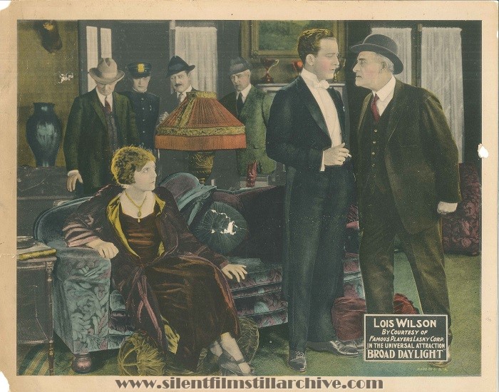 Lobby card for BROAD DAYLIGHT (1922) with Lois Wilson, Jack Mulhall and Ralph Lewis